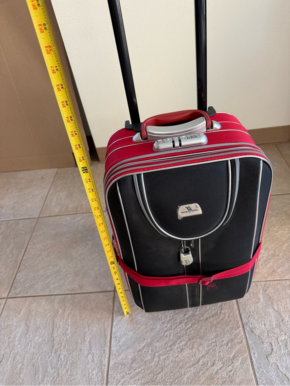 World Traveler Black and Red Rolling Carry-On Luggage